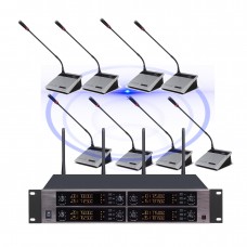 MiCWL MXC800 8 Channel Adjustable UHF Large Conference Digital Wireless Microphone System 8 Desktop Gooseneck